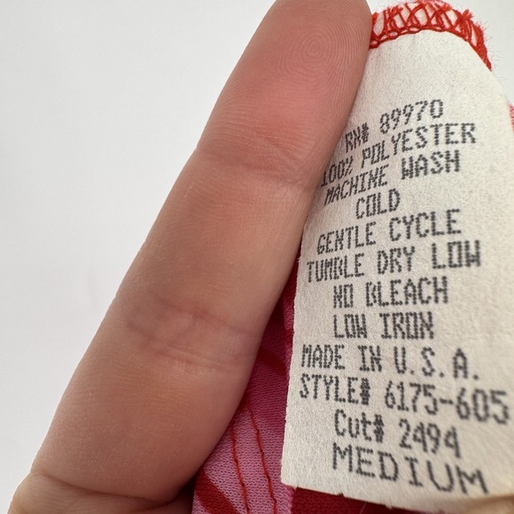 Passport Vintage Y2K Rose Floral Midi Dress Red Pink Orange Spaghetti Strap Med - Picture 10 of 10